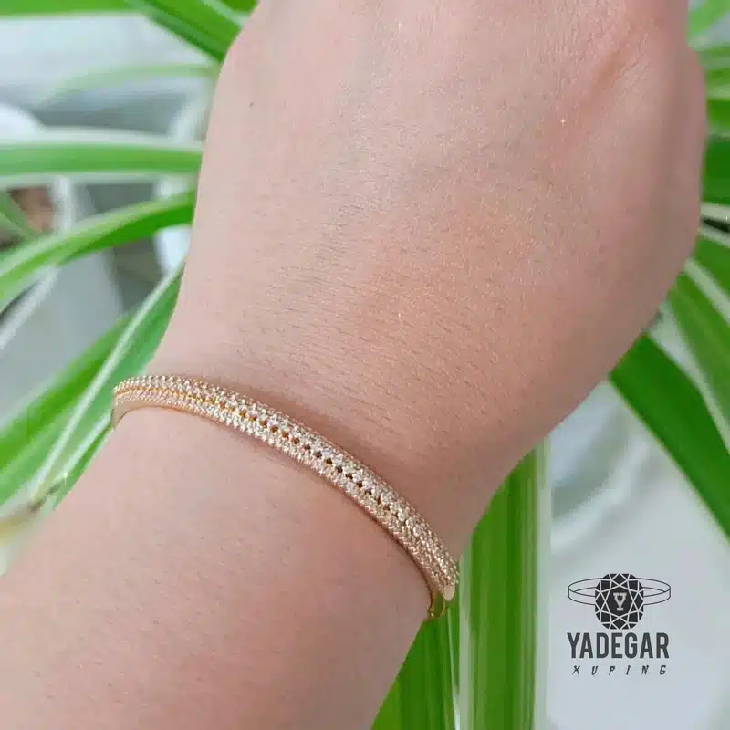 بنگل ژوپینگ طلایی نگین دار کدx118