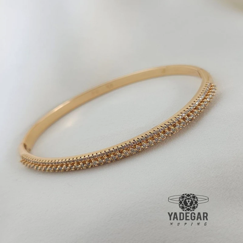 بنگل ژوپینگ طلایی نگین دار کدx118