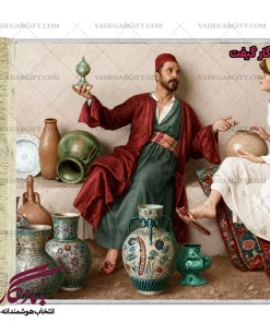 تابلو فرش طرح فرانسوی کوزه گر و بانو کد f21 - یادگار گیفت