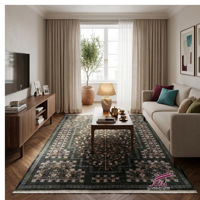 فرش طرح درختی ۱۲۰۰ شانه گل برجسته (کلکسیون آوانگارد) - یادگار گیفت