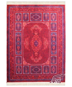 فرش طرح کتیبه لاکی سرمه‌ای کاربنی ۱۲۰۰ شانه گل برجسته (کلکسیون آوانگارد) - یادگار گیفت