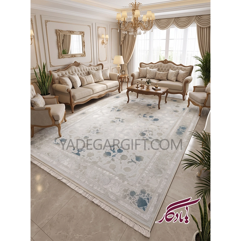 فرش۱۲۰۰ شانه گل برجسته موکا کد ۳۰۲۰ - یادگار گیفت