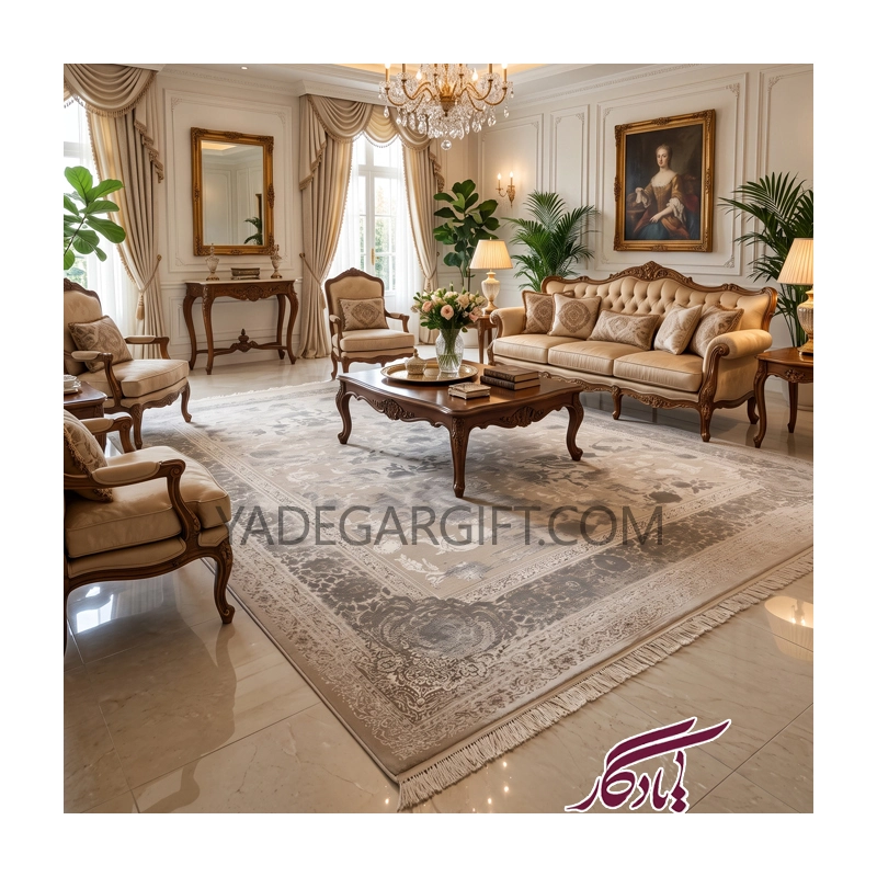فرش۱۲۰۰ شانه گل برجسته موکا کد ۳۰۸۵ - یادگار گیفت