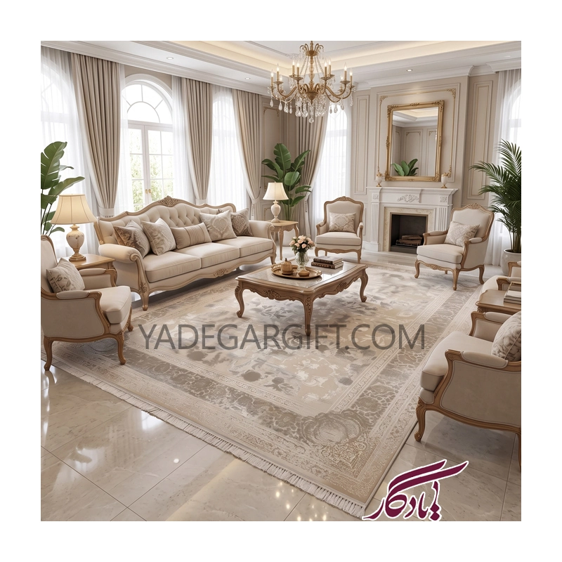 فرش۱۲۰۰ شانه گل برجسته موکا کد ۳۰۸۵ - یادگار گیفت