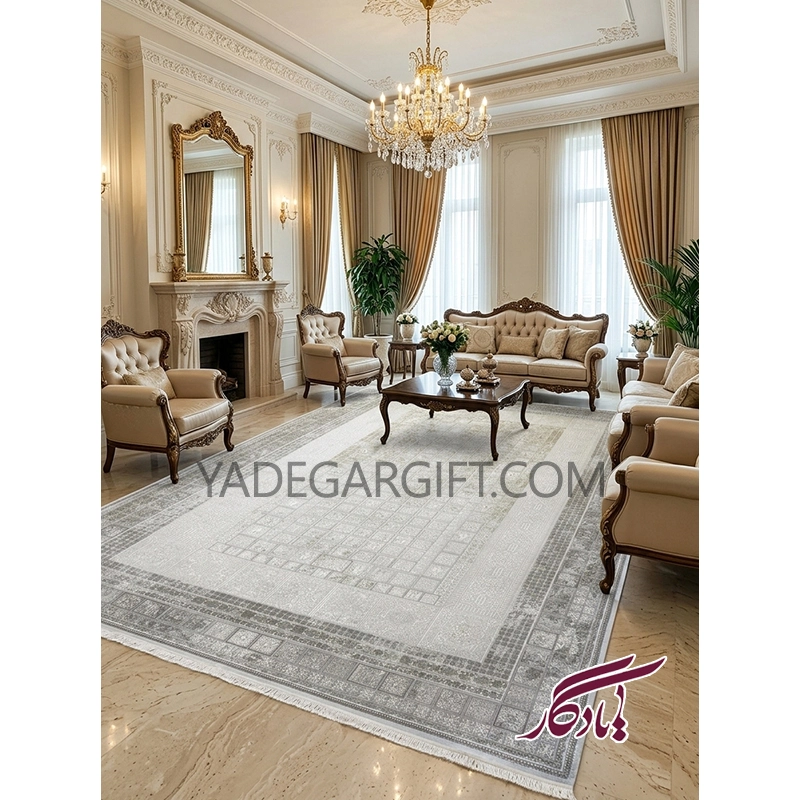 فرش۱۲۰۰ شانه گل برجسته موکا کد ۳۰۸۰ - یادگار گیفت