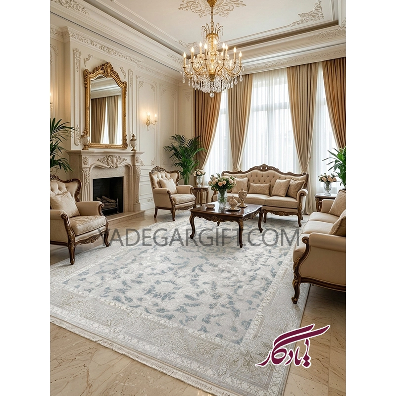 فرش۱۲۰۰ شانه گل برجسته موکا کد ۳۱۲۵ - یادگار گیفت