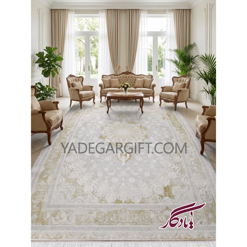 فرش۱۲۰۰ شانه گل برجسته موکا کد ۳۱۵۵ - یادگار گیفت