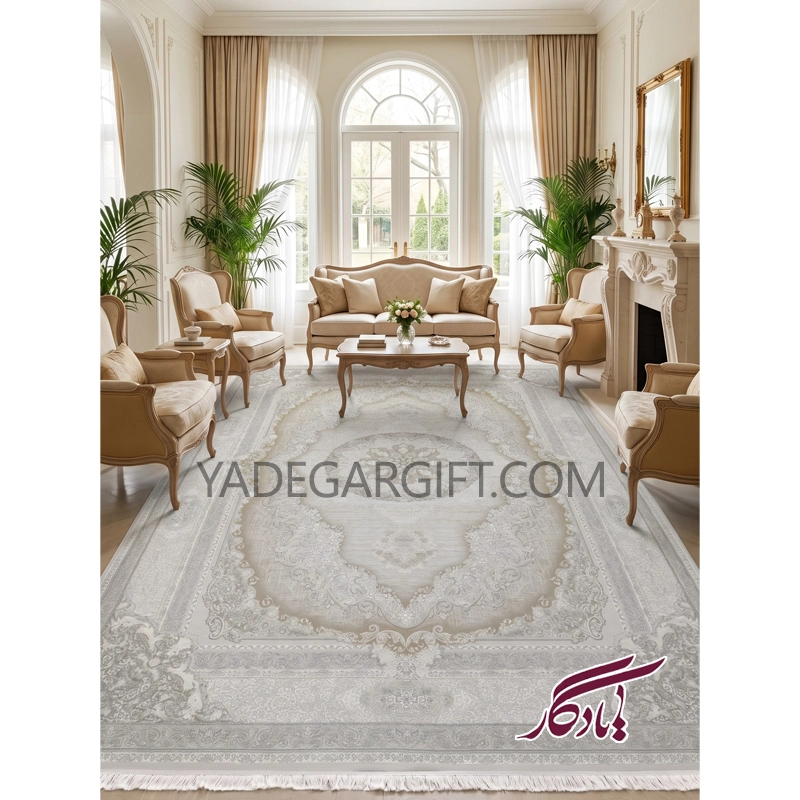 فرش۱۲۰۰ شانه گل برجسته موکا کد ۳۲۳۰ - یادگار گیفت