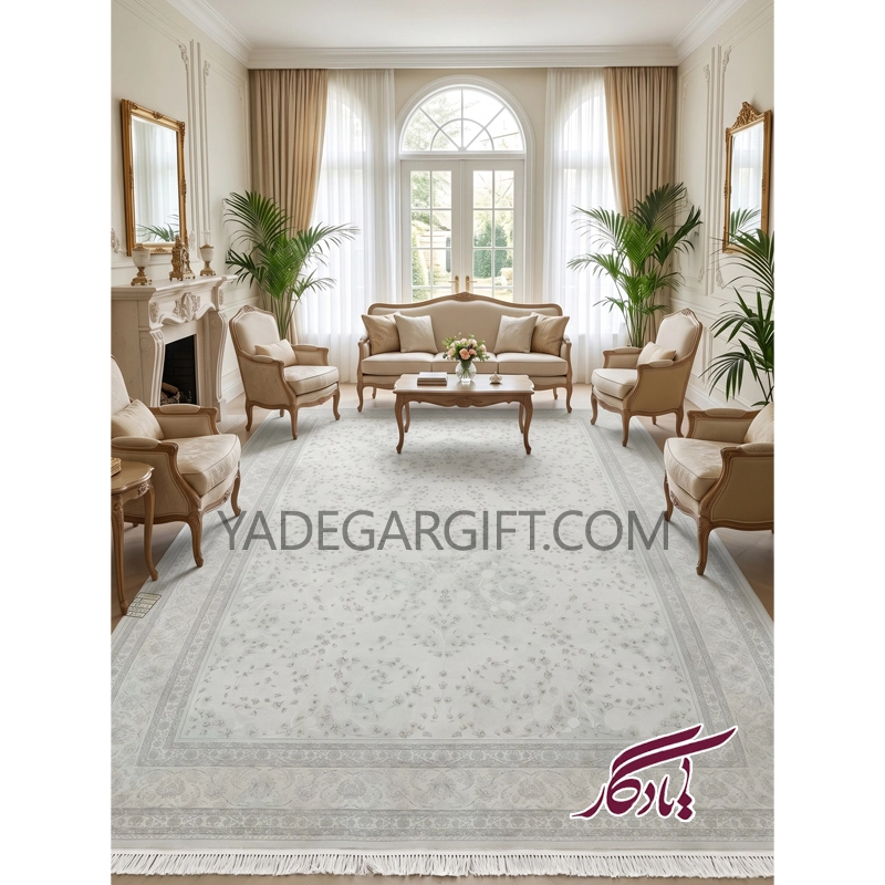 فرش۱۲۰۰ شانه گل برجسته موکا کد ۳۵۴۵ - یادگار گیفت