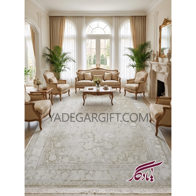 فرش۱۲۰۰ شانه گل برجسته موکا کد ۳۵۸۵ - یادگار گیفت